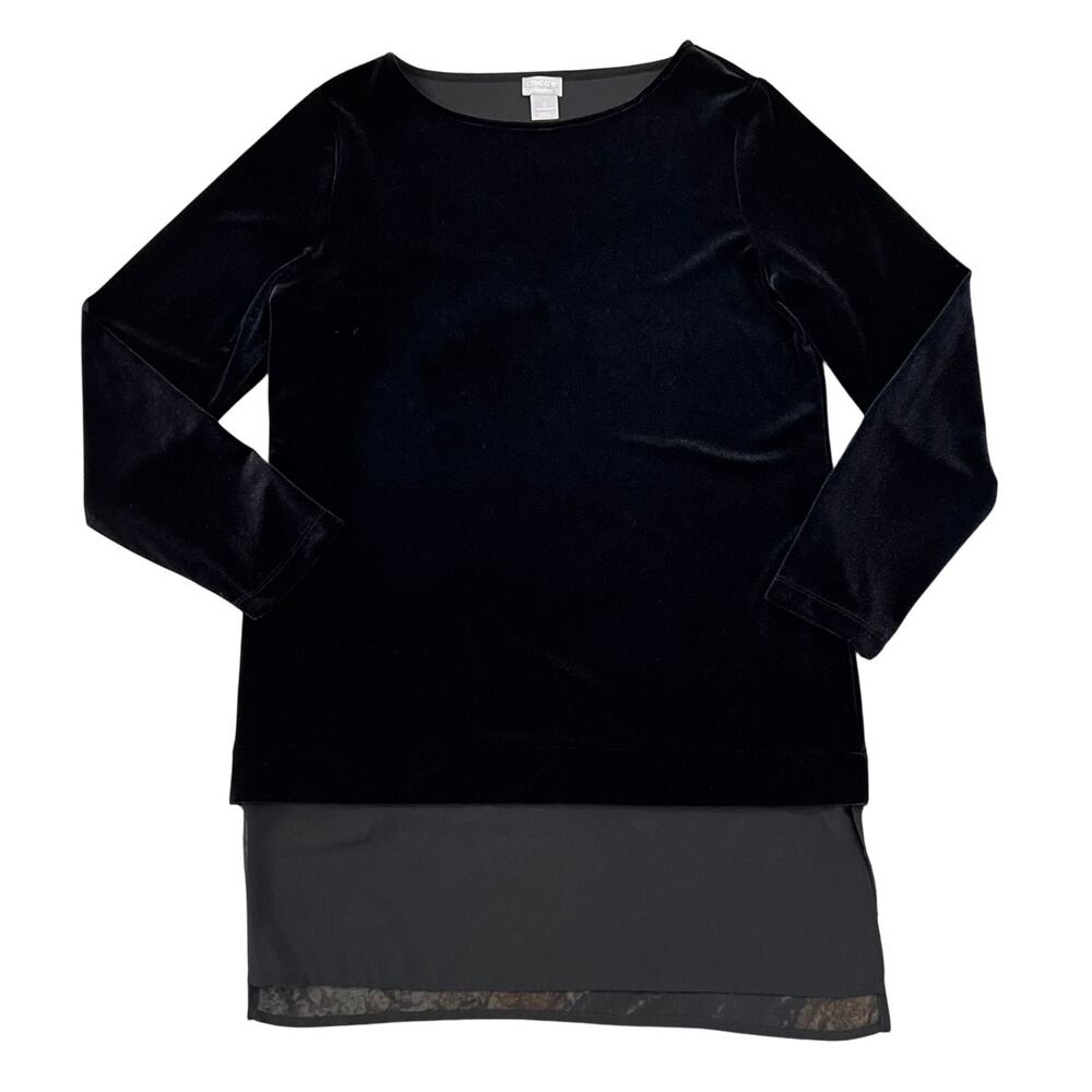 Chico's Women’s Travelers Black Velvet W/Chiffon Hem Tunic - SIZE Chico's 0 (S)